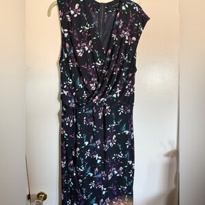 Robert Rodriguez Navy Midi Dress with Purple Floral Print